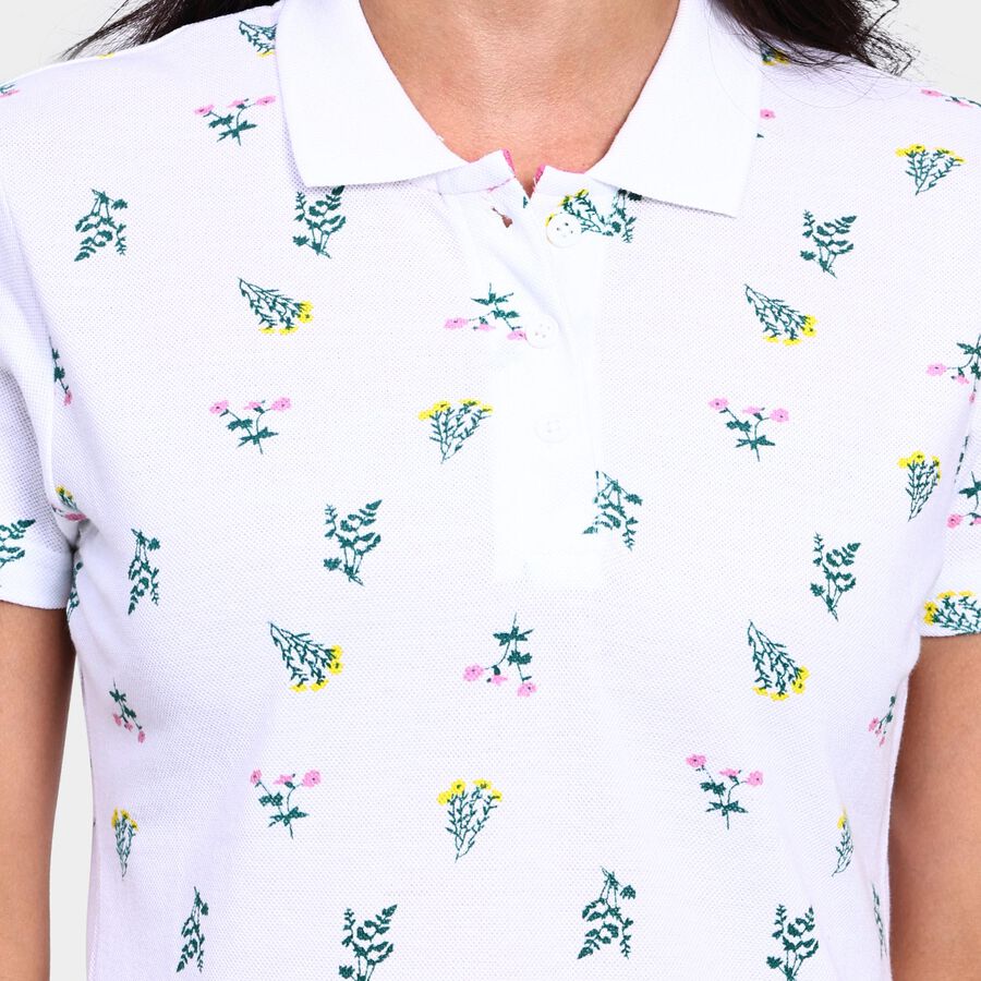 Ladies' 100% Cotton Polo T-Shirt , White, large image number null