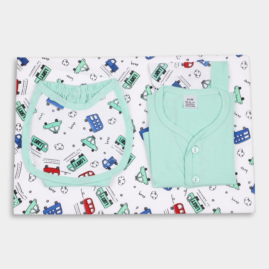 Infant's Cotton Gift Set, Light Green, large image number null