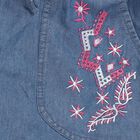 Girls' Steel Blue Wide Leg Embroidered Jeans, Mid Blue, small image number null
