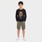 Boys Black Crew Neck Regular Boys T-Shirt, काला, small