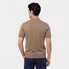 Men's Beige Cotton Polo Neck Geometric Polo T-Shirt, गहरा पीला, small