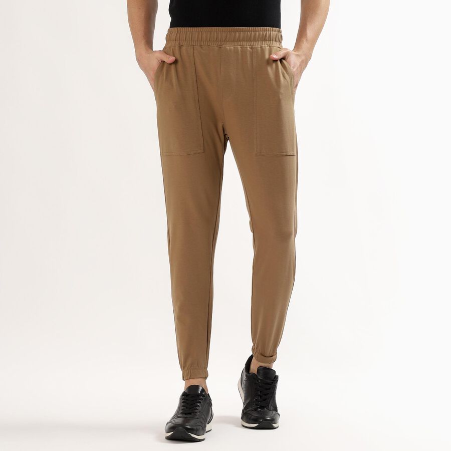Men's Camel Brown Jogger Fit Track Pants, Brown, large image number null