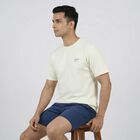 Men's Ecru Melange Round Neck Athleisure T-Shirt, Ecru Melange, small