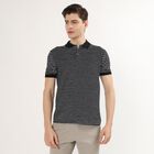 Men's Jet Black Polo Collar Casual T-Shirt, काला, small