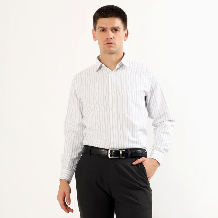 Men's Light Grey Classic Formal Shirt, Light Grey, large