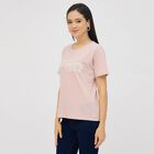 Ladies' Soft Pink Round Neck Casual T-Shirt, लाइलेक, small