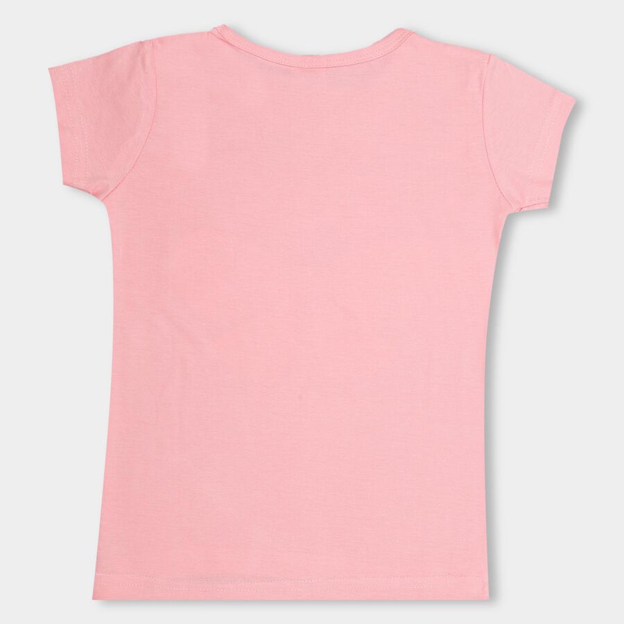 Girls' 100% Cotton T-Shirt , गुलाबी, large