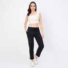 Women's Cotton Blend Relaxed Fit Track Pants, काला, small