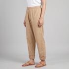 Women's Beige Regular Fit Lace Trimmed Palazzos, गहरा पीला, small