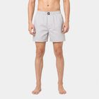 Men's Grey Relaxed Fit Striped Boxers, Light Grey, small
