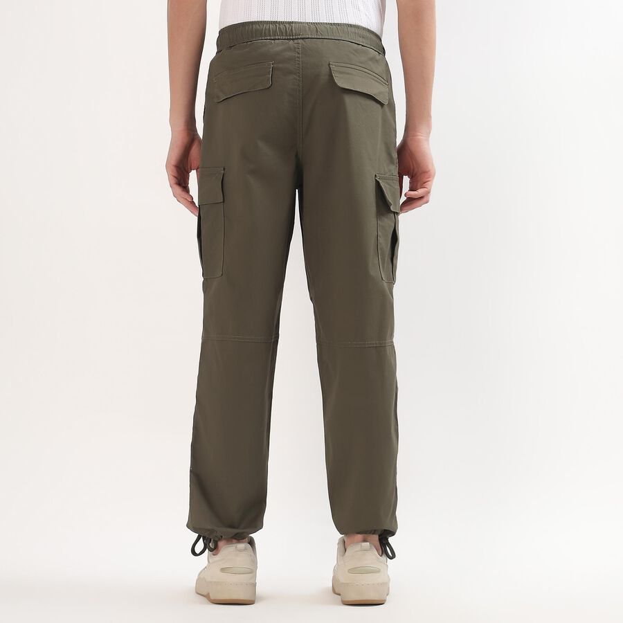 Men's Slim Fit Casual Trousers, Olive, large