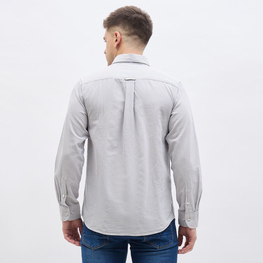 Men's Light Grey Cotton Full Sleeve Button-Down Classic Shirt, हल्का ग्रे, large image number null