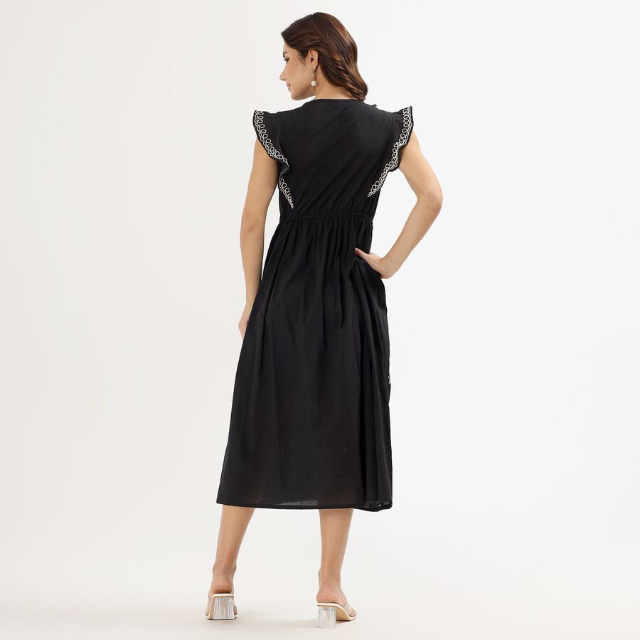 Ladies' 100% Cotton Empire Dress, Black, large image number null