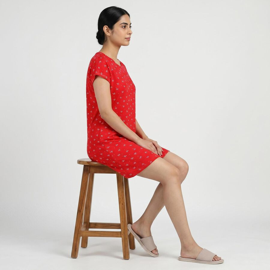 Women's Red Minimalist Nighty, लाल, large