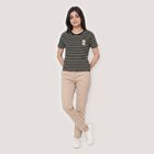 Women Black Round Neck Regular T-Shirt, काला, small