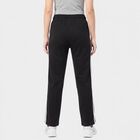 Women's Black Straight Fit Side-Striped Track Pants, Black, small