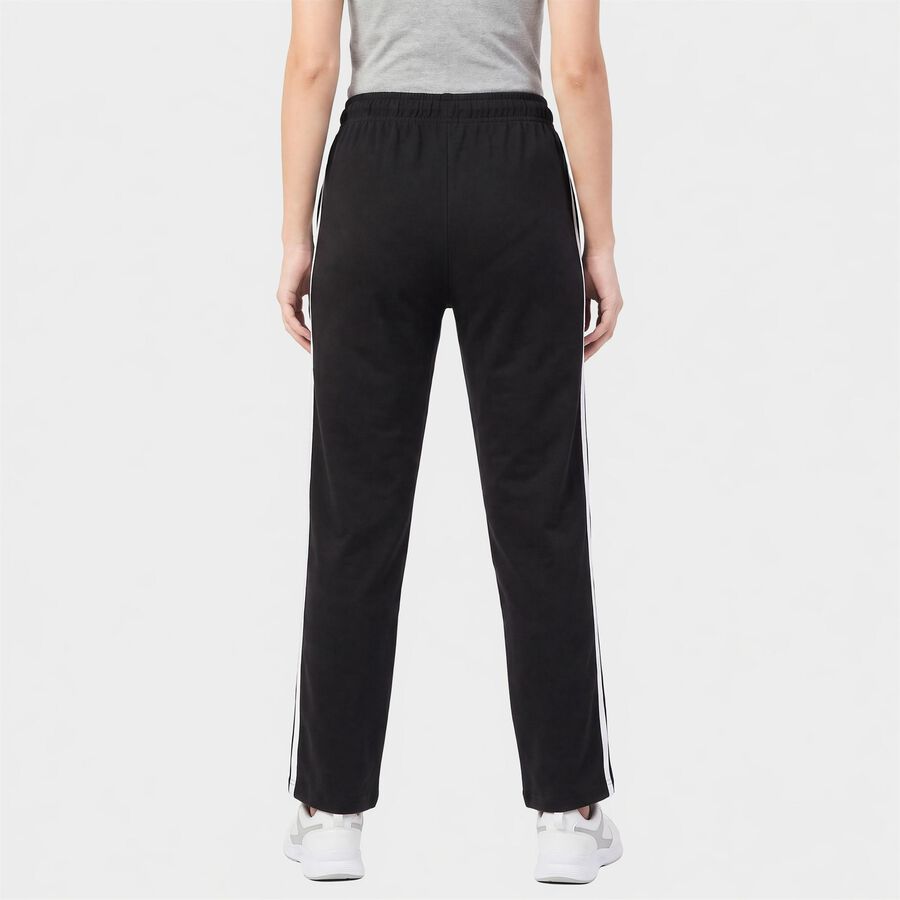 Women's Black Straight Fit Side-Striped Track Pants, Black, large