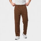 Men's Khaki Straight Fit Solid Track Pants, Khaki, small