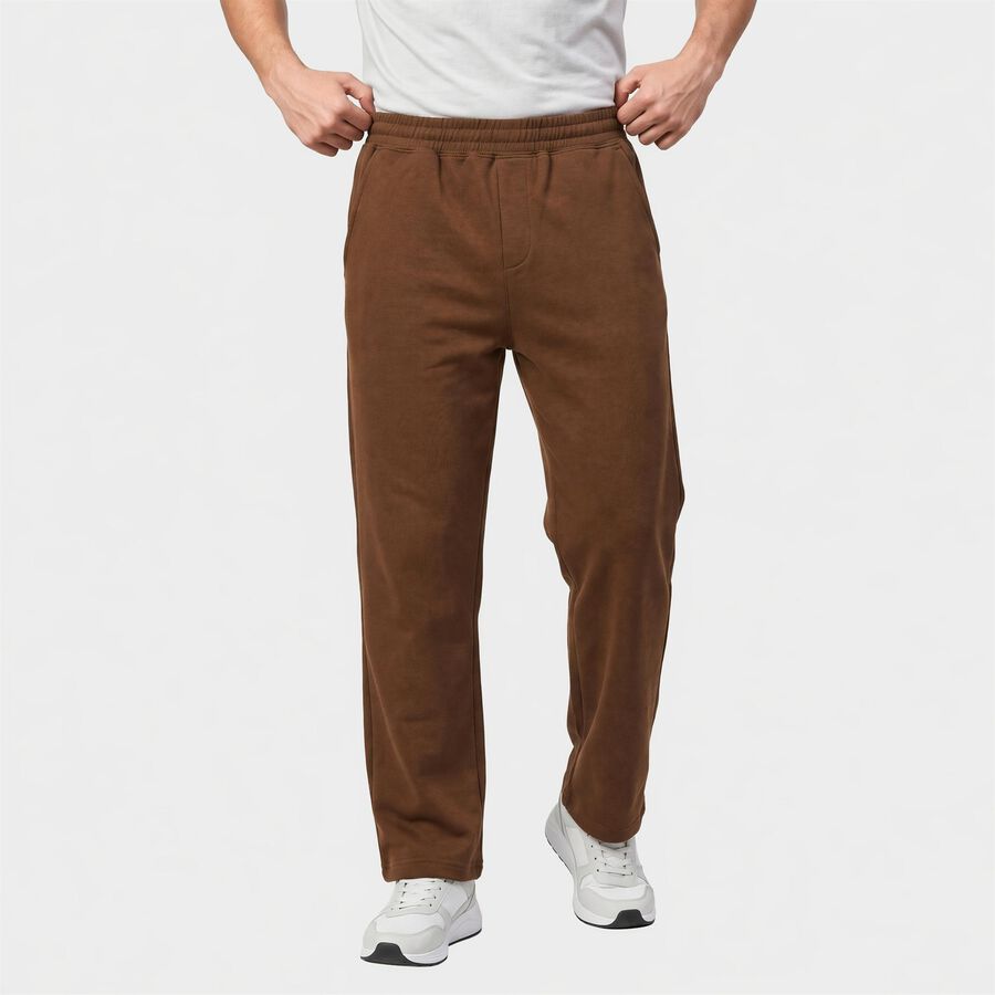 Men's Khaki Straight Fit Solid Track Pants, Khaki, large