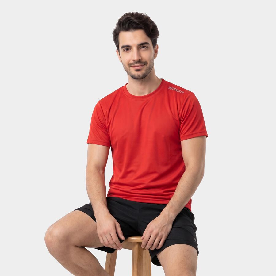 Men's Red Round Neck Regular Drifit T-Shirt, Red, large