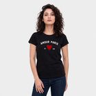Women Black Round Neck Regular T-Shirt, Black, small