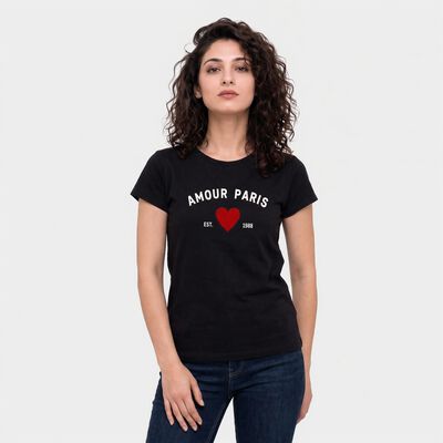 Women Black Round Neck Regular T-Shirt