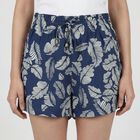 Women's Navy Blue Viscose Relaxed Fit Shorts, Navy Blue, small