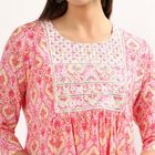 Women's Light Pink Notch Neck Floral Printed Kurti, Light Pink, small