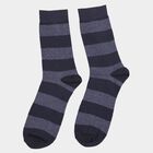 Motif and Stripe Crew Length Socks, Navy Blue, small image number null