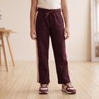 Girls Wine Straight Fit Side Striped Drawstring Winter Pyjama, Wine, small