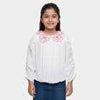 Girls White Round Neck Regular T-Shirt, सफ़ेद, small