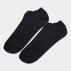 Motif & Stripe No Show Casual Socks, Dark Grey, small image number null
