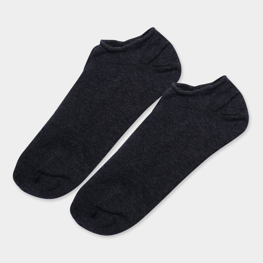 Motif & Stripe No Show Casual Socks, Dark Grey, large image number null