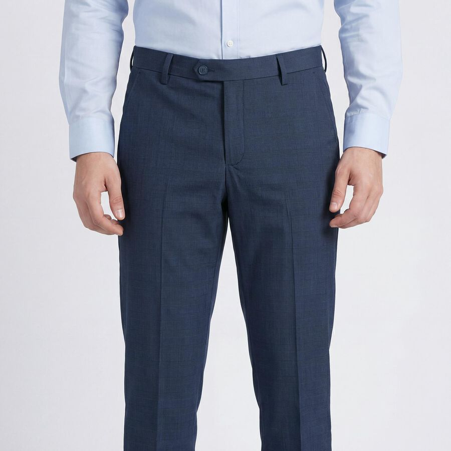 Men's Slim Fit Formal Trousers, गहरा नीला, large