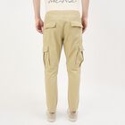 Men's Beige Slim Fit Flat-Front Trousers, Beige, small