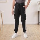 Boys Black Jogger Fit Active Print Pyjama, काला, small