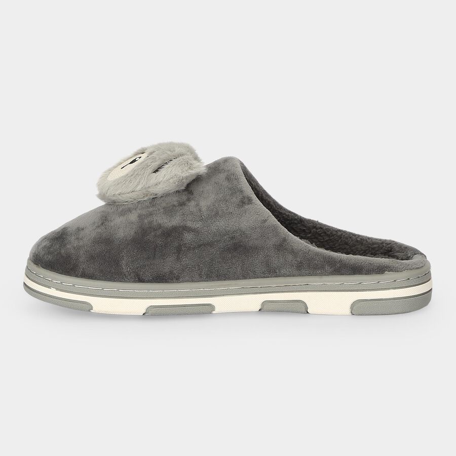 Women's Grey Slip-On House Slippers, ग्रे, large