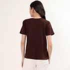 Women's Brown Round Neck Casual T-Shirt, Brown, small