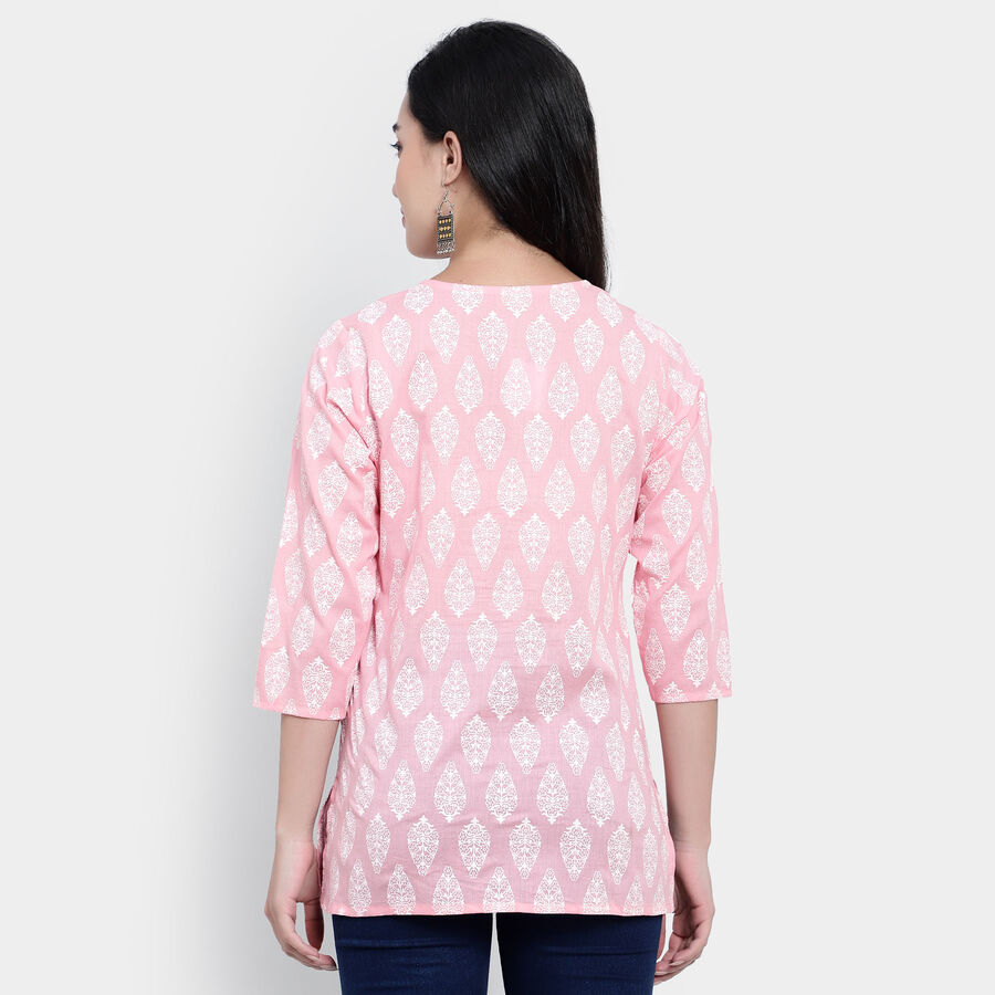 All Over Print Straight Kurti, Light Pink, large image number null