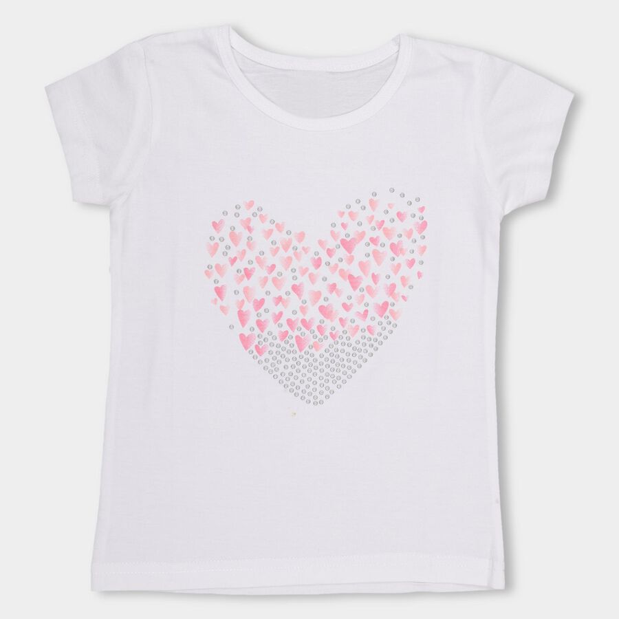 Girls' 100% Cotton T-Shirt, सफ़ेद, large