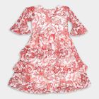 Girls' Bright Red Paisley Print A-Line Dress, Light Pink, small image number null