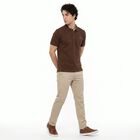 Men's Brown Cotton Polo Neck Polo T-Shirt, Brown, small