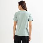 Women's Light Sage Green Round Neck Casual T-Shirt, Light Green, small