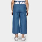 Girls' Bright Denim Blue Wide Leg Floral Embroidered Jeans, हल्का नीला, small image number null