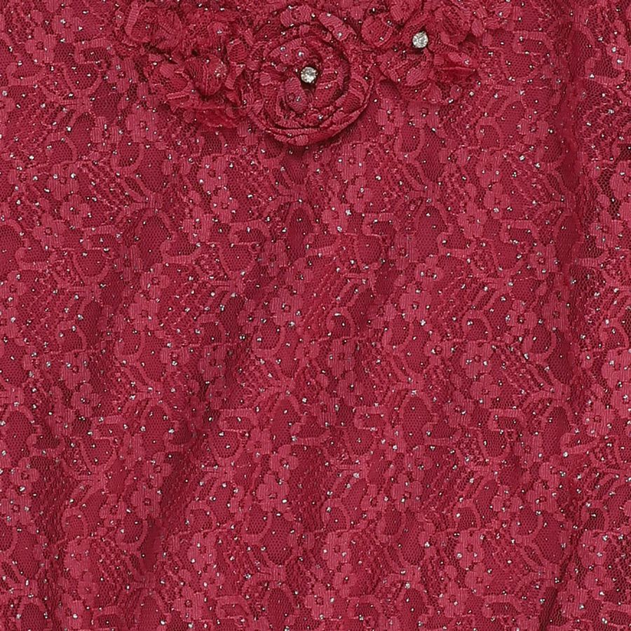 Girls Deep Red Round Neck Romantic T-Shirt, गुलाबी, large image number null