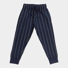 Boys' Dark Navy Blue Striped Elastic Waist Pyjama, Navy Blue, small image number null