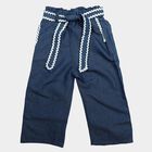 Girls' Navy Blue Wide Leg Paperbag Waist Jeans, गहरा नीला, small