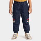 Girls Navy Blue Jogger Fit Embroidered Cargo Jeans, गहरा नीला, small