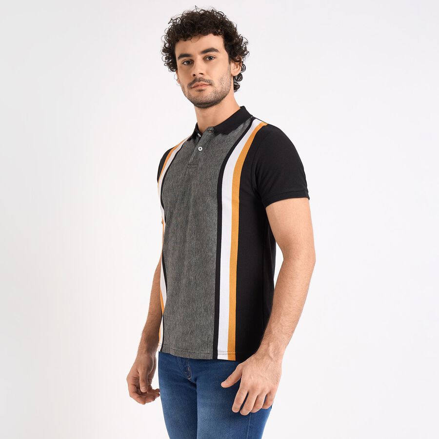 Men's Collared Half Sleeves T-Shirt , काला, large image number null