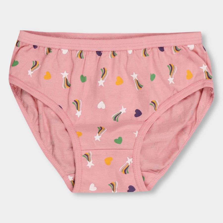 Girls' Muted Dusty Pink And Deep Midnight Blue V-Cut Printed And Solid Panty, Dark Blue, large image number null